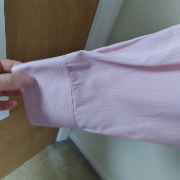 Calvin Klein Pink and White Stripe Regular Fit Button Front Shirt Size XL - Picture 9 of 9
